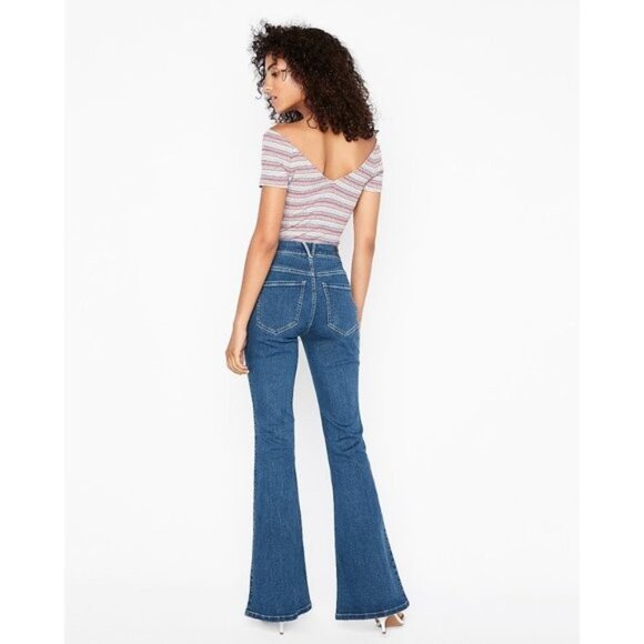 Express Ribbed Off The Shoulder Thong Bodysuit L - Picture 3 of 3